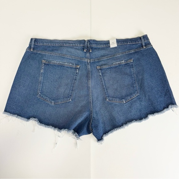 Good American Jean Shorts Good 90s Distressed Frayed Womens 24 Plus Blue NWT - Picture 2 of 11